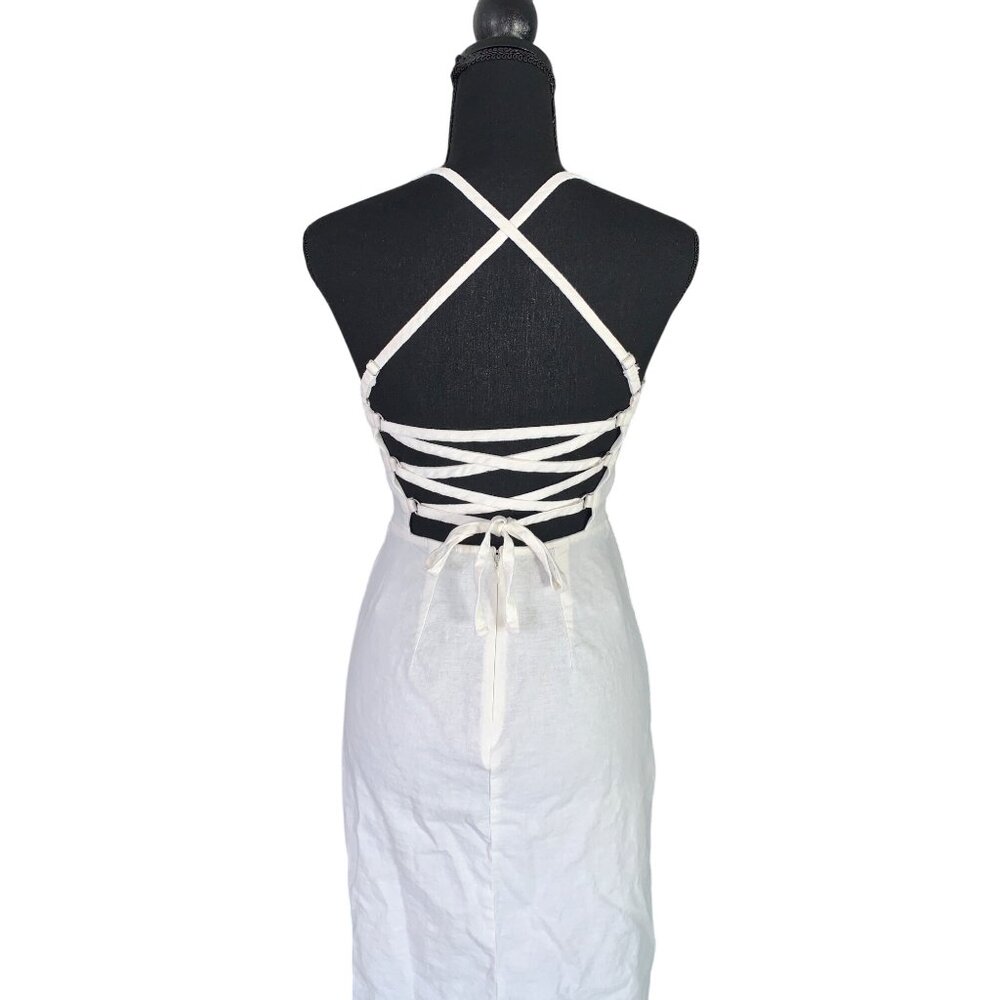 Wild Fable Junior Teens White Sleeveless Square Neck Midi Dress Size 8 - Picture 6 of 9